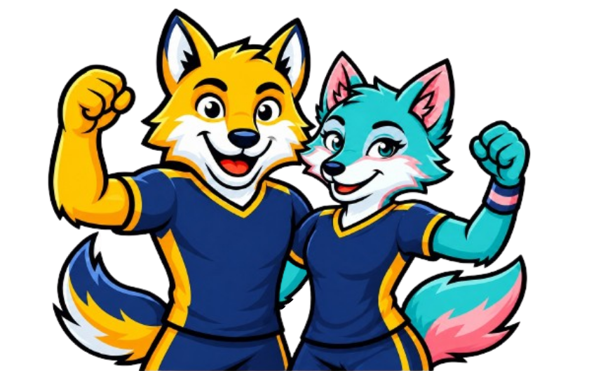 Mascotas masculina y femenina de Alpha Voleibol Club